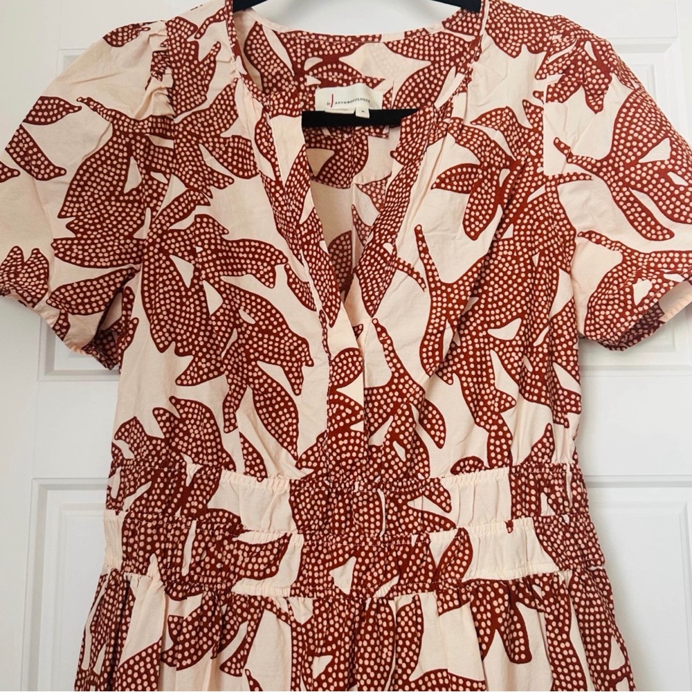 Anthropologie Sommerset Red and Cream Patterned Maxi Dress
